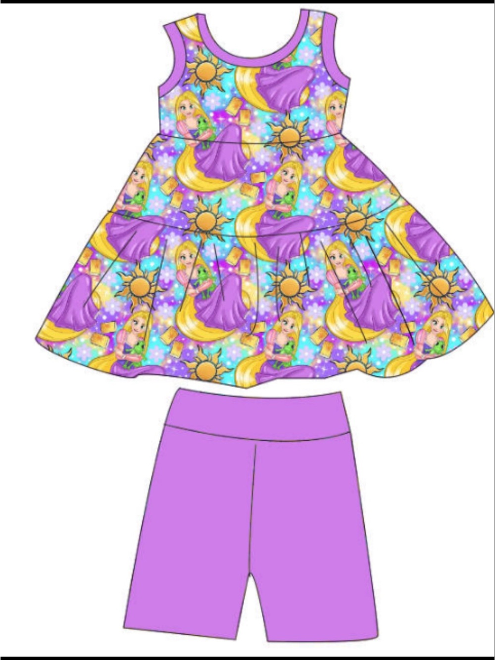 BAMBOO Purple & Yellow Princess Print Girls' peplum set